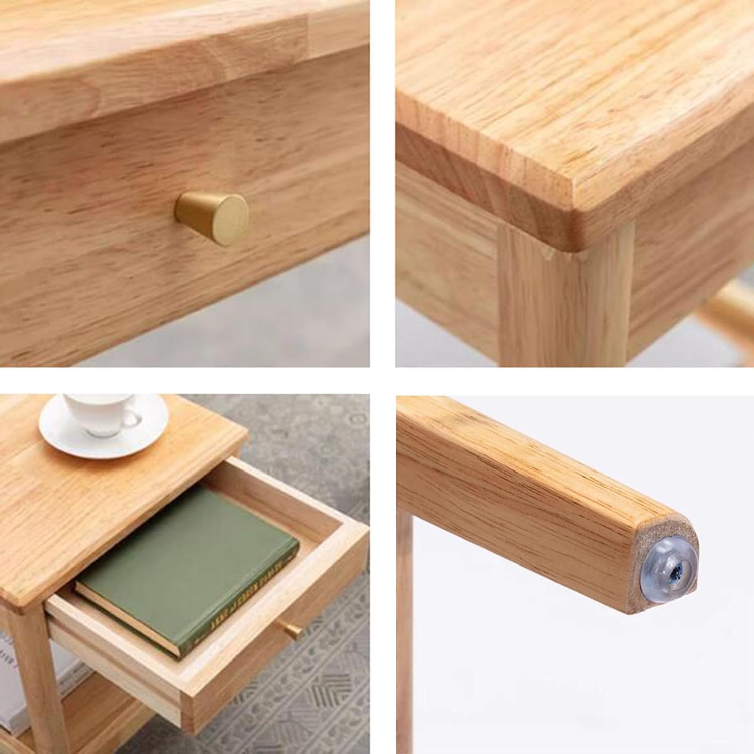 Aimery Office End Table 2-Tier Bedside Table, Square Sofa Side Table with Open Shelves and Drawers, Storage Snack Table