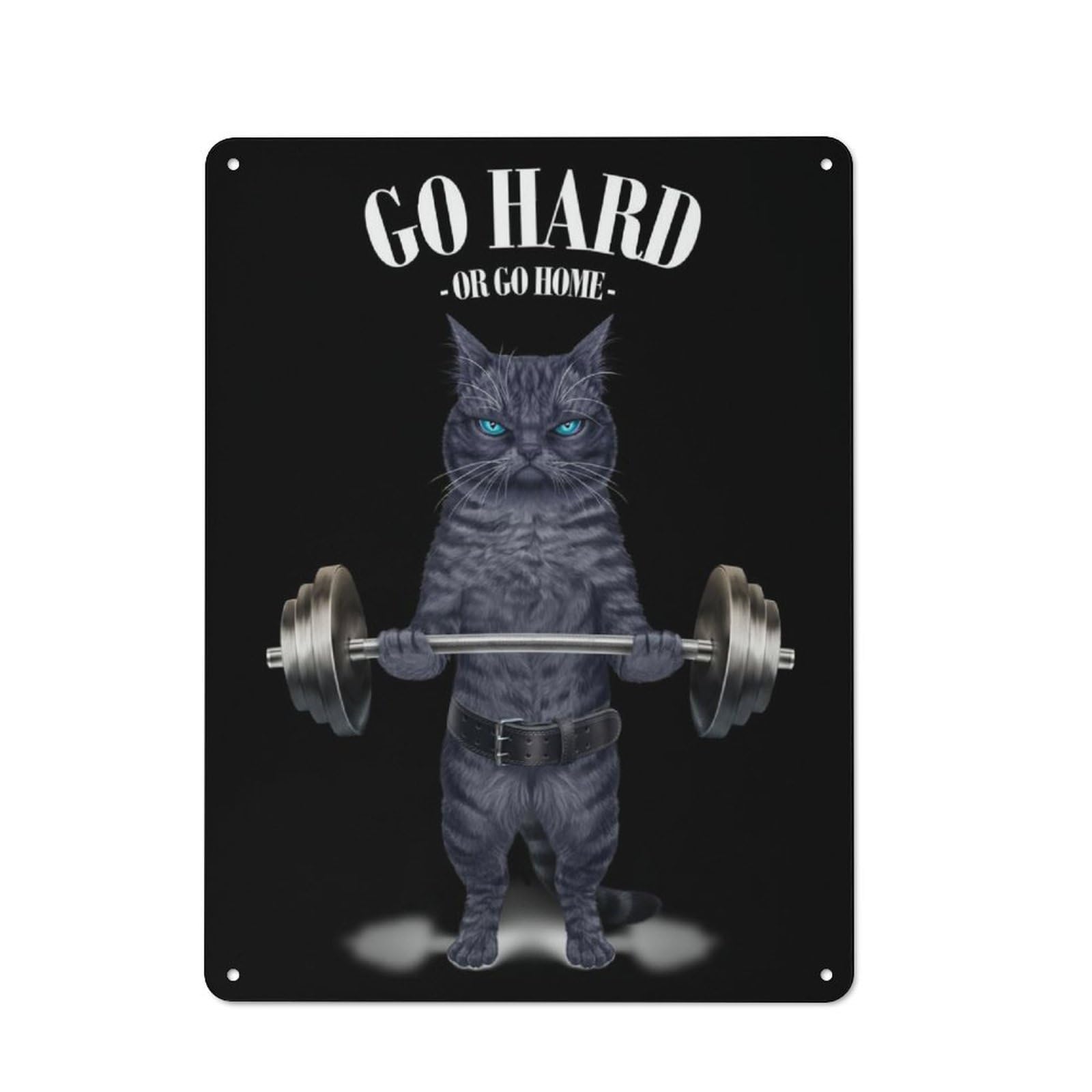Junmoney Blue Cat Weightlifting Retro Metal Plaque 40X30cm For Lounge Or Reading Corner, Winter Wall Decor For Reading Corner Decorators