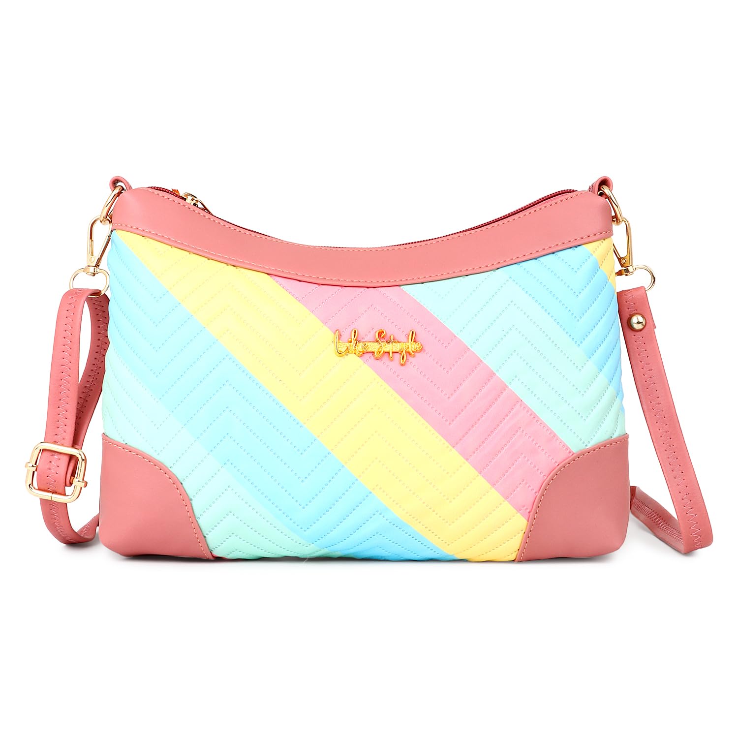 LIKE STYLE Striped PU Structured Sling Bag (PINK) (B0CRM354YF) Amazon Price History, Amazon Price Tracker
