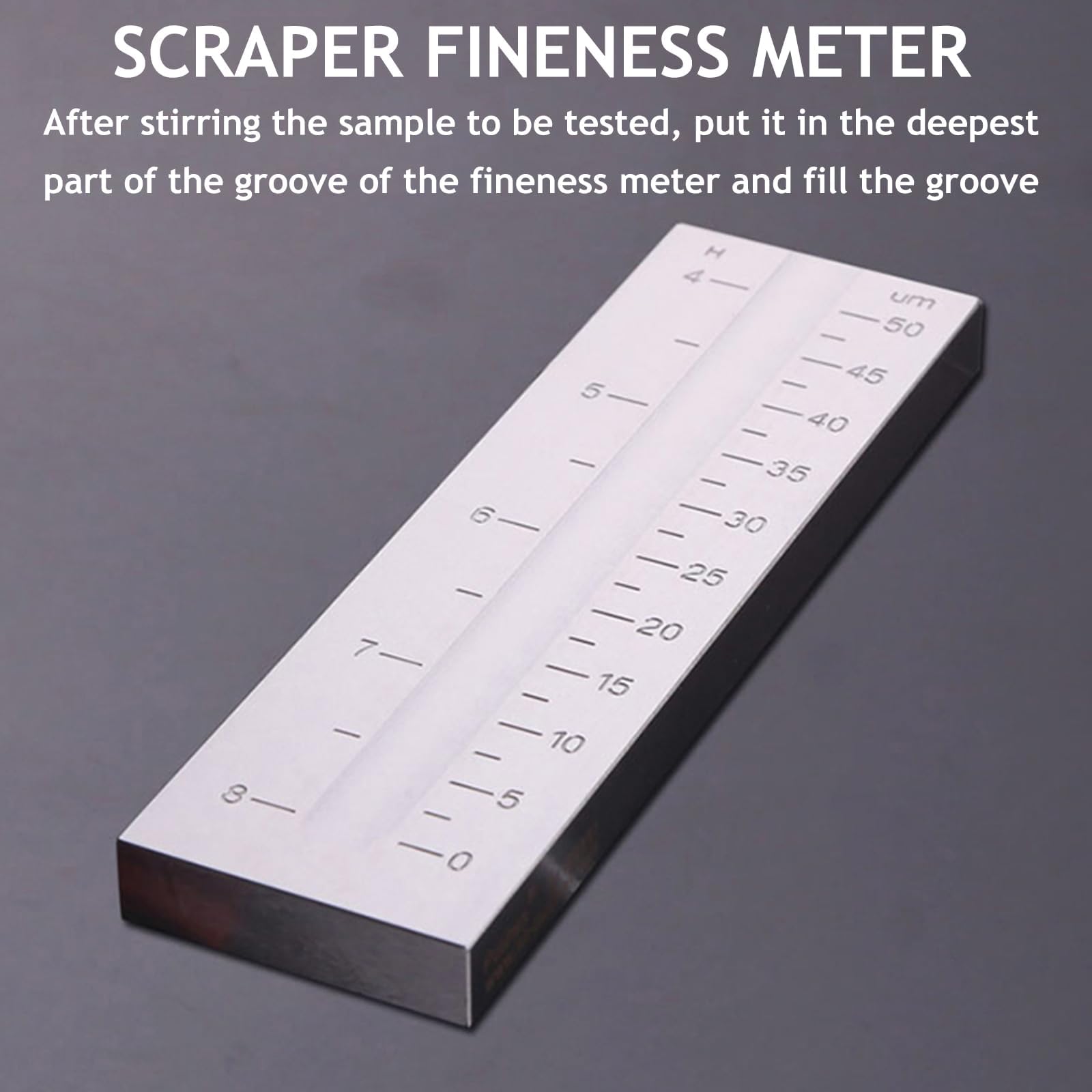 Misuratore di finezza in acciaio inossidabile a scanalatura singola, misuratore di finezza di macinazione, intervallo di scala 0-25um/0-50um/0-100um/0-150um, per plastica, inchiostro, produzione di ca