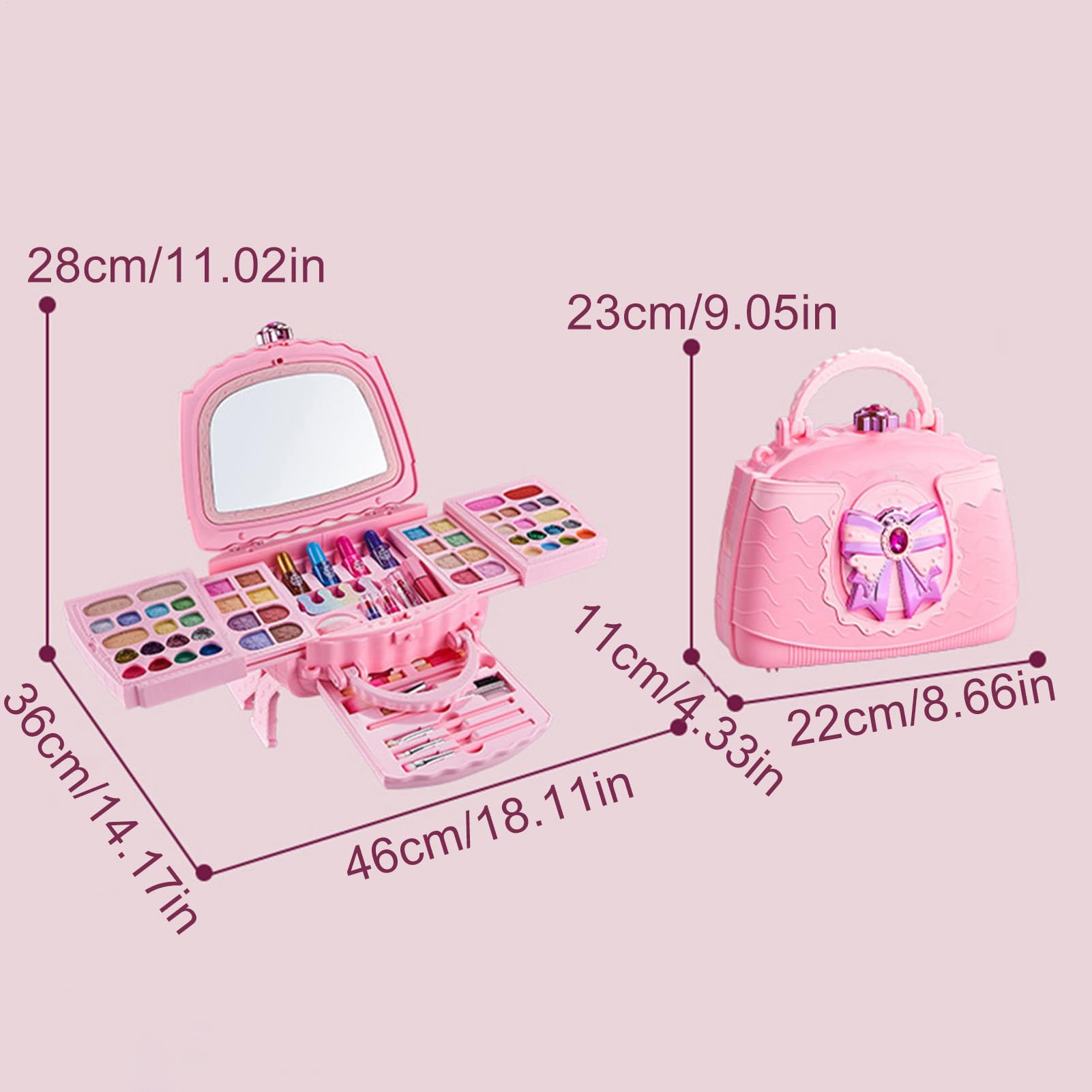 Zestaw kosmetyków dla dzieci, zestaw kosmetyków dla dziewcząt, 18,11 x 14,17 x 11,02 Washable Beauty Collection, kompletny bezpieczny, naturalny makijaż dla dzieci w wieku 3 do 12 lat udawania