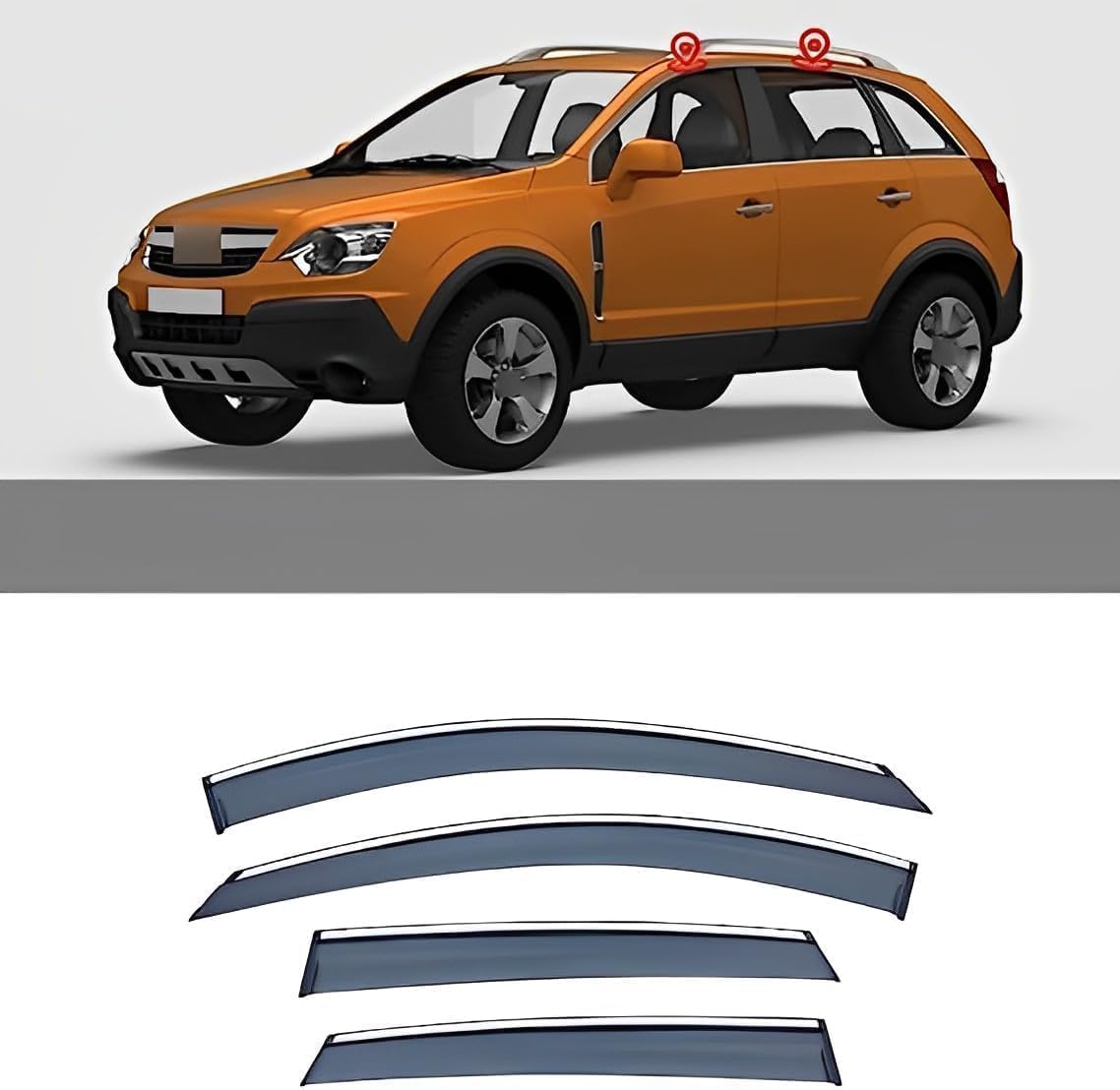 PANXUC Car Wind Deflectors for Opel Antara L07 2008 2009 2010 2011 2012 2013, Side Window Wind Rain Deflector Window Visor Sun Rain Guard Smoke Guards