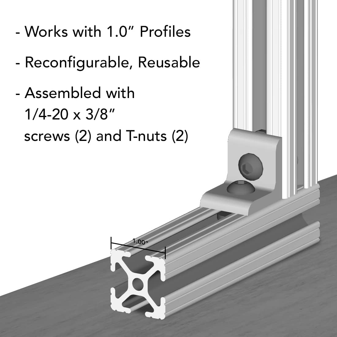 8020, 4108, 10 Series Aluminum LITE 2 Hole Inside Corner Bracket 90 Degree Angle Bracket for T Slot Extruded Extrusion 80/20 (10, Black Anodize)