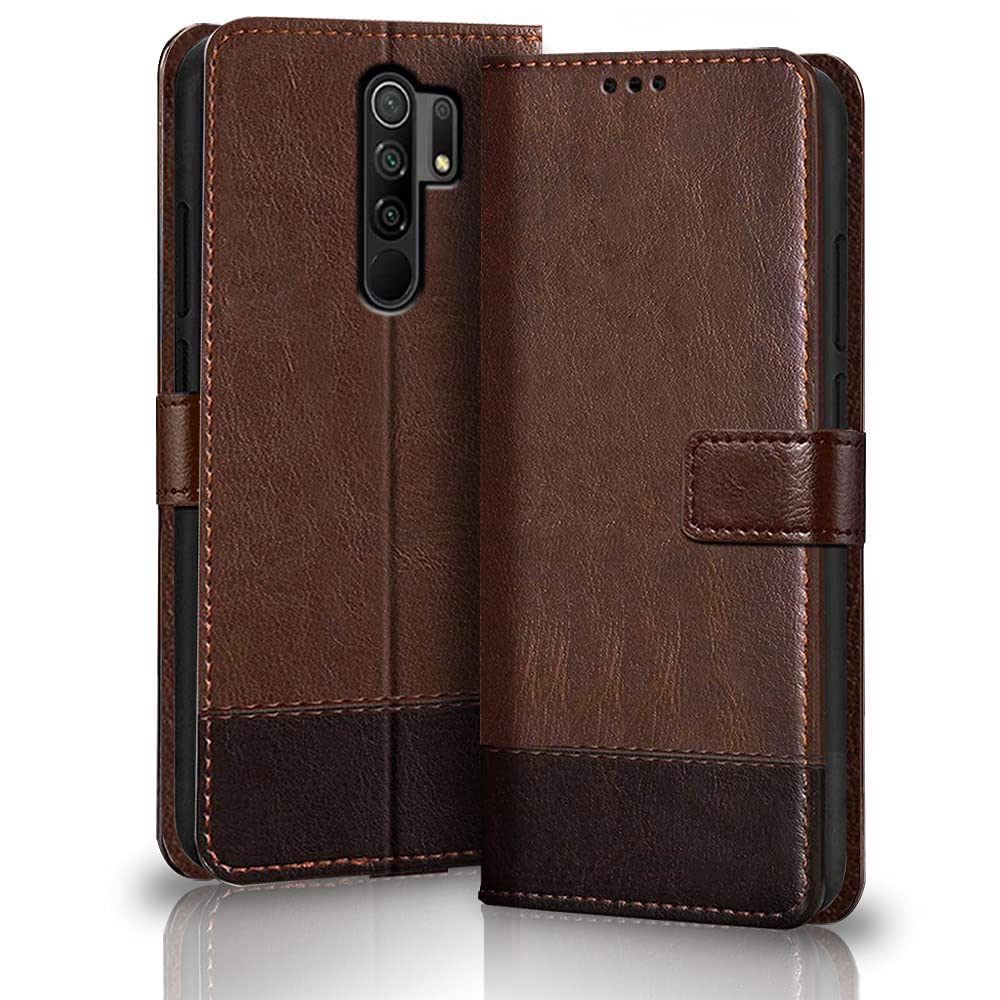 TheGiftKart Flip Back Cover Case for Redmi 9 Prime/Poco M2 | Dual-Color Leather Finish | Inbuilt Stand & Pockets | Wallet Style Flip Back Case Cover for Redmi 9 Prime/Poco M2 (Brown & Coffee) (B0B8CHLHX4) Amazon Price History, Amazon Price Tracker