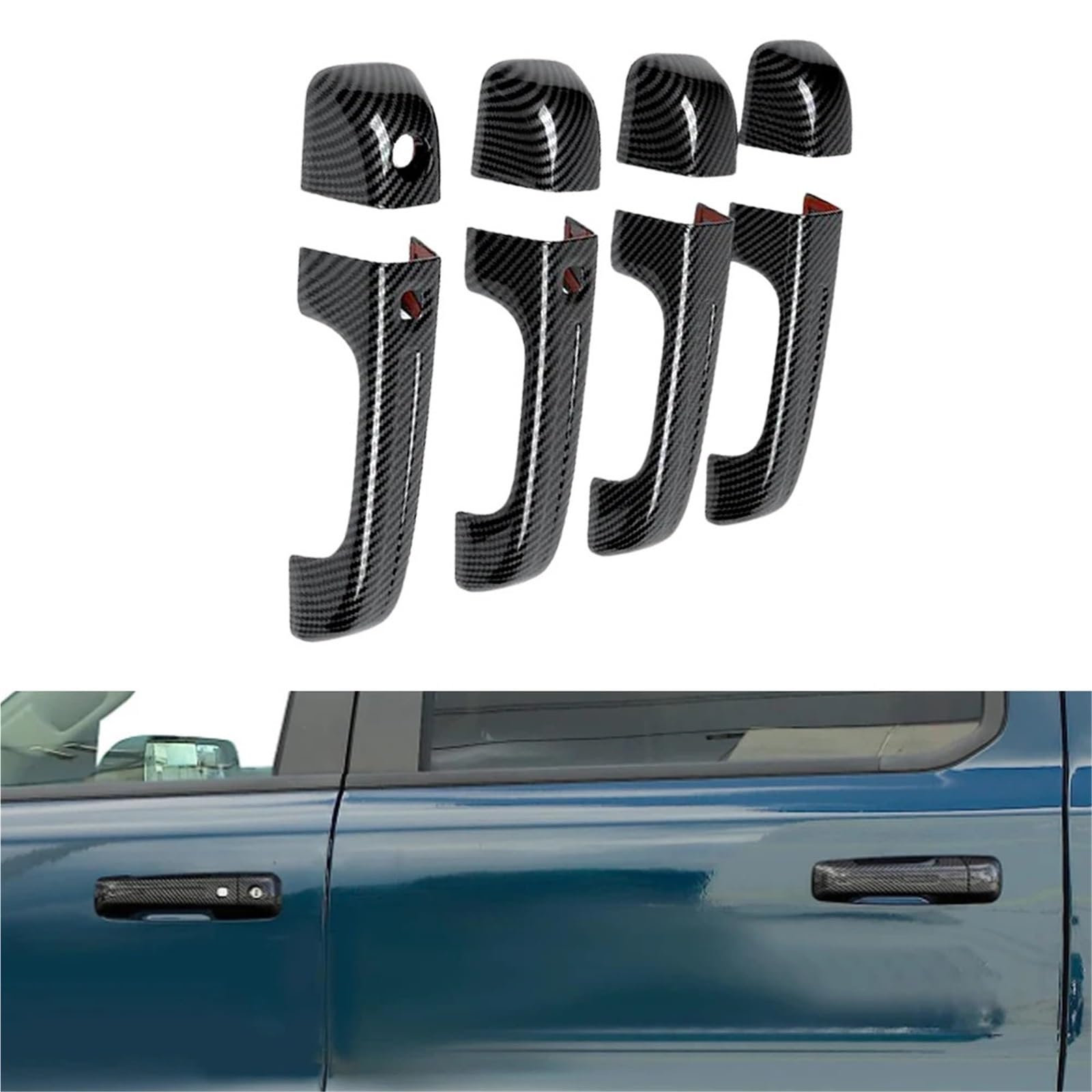 Uchwyt do drzwi klamka zewnętrzna 8 sztuk pasuje do Dodge Ram 1500 2019-2021 Dekoracyjna osłona klamki drzwi ABS Shell Dekoracyjna zewnętrzna część samochodu
