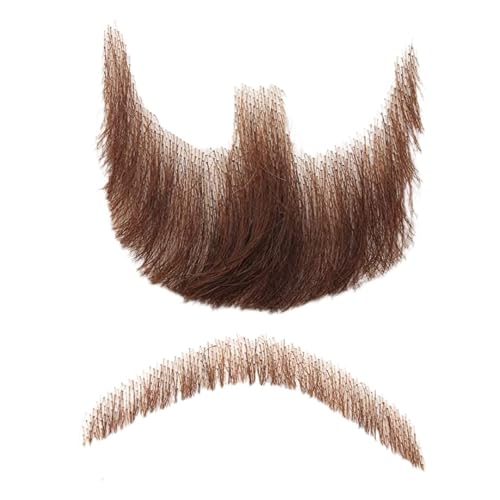 Miniatura 3 de Human Hair Fake Mustache, Face Beard for Adults Realistic Makeup Costume Lace Man Beards for Film Makeup and Special Effects Cosplay Party Prop,