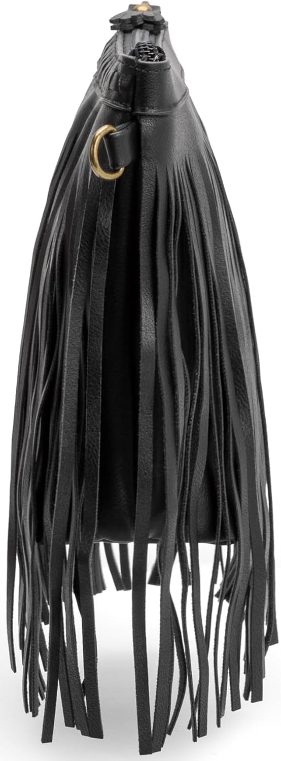 B BRENTANO Vegan Fringed Crossbody Bag with removable Strap, Western style Fringe Purse. - Image 5