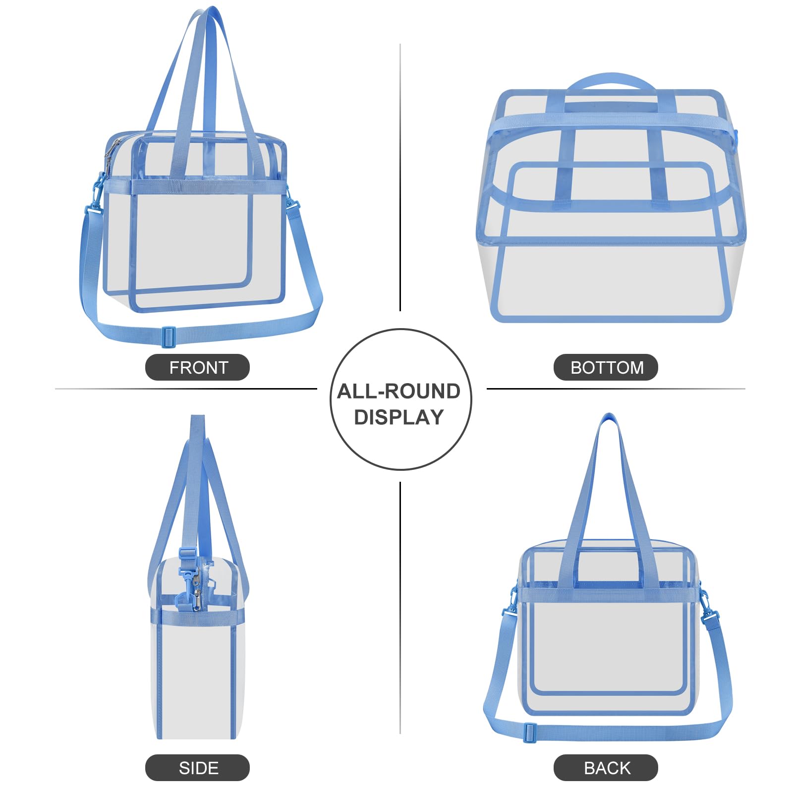 USPECLARE Transparente Tasche für Stadionveranstaltungen, 30,5 x 15,2 x 30,5 cm, transparente Kuriertasche für Konzerte, Arbeit, Sportspiele, Fitnessstudio