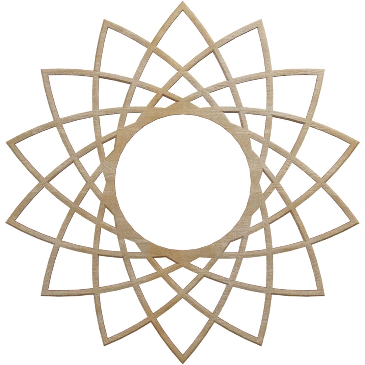 Ekena Millwork 16"OD x 6 1/8"ID x 3/8"T Eleanor Wood Fretwork Pierced Ceiling Medallion, Hickory