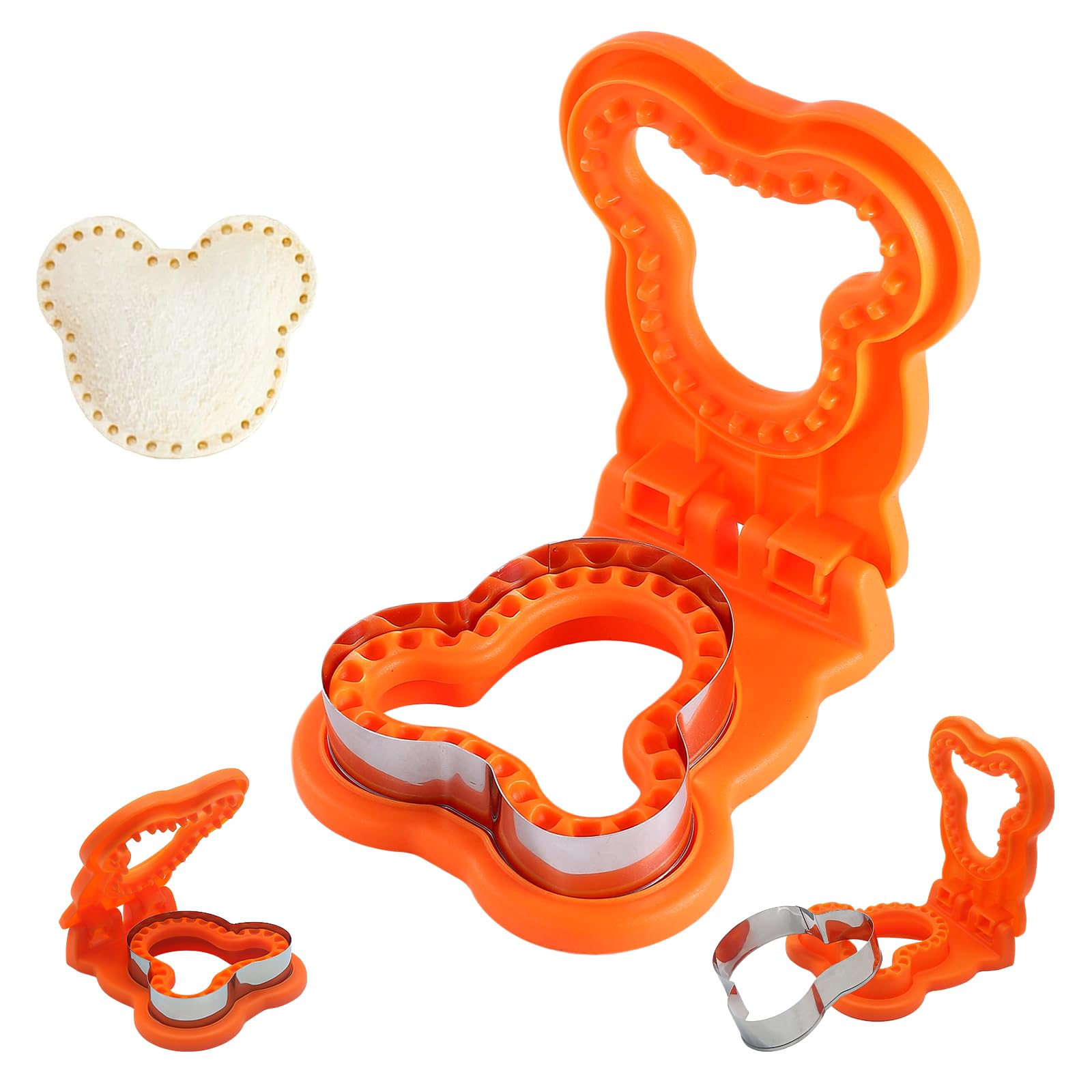 Sandwich Cutter and Sealer for Kids Lunch, Crustless Sandwich Maker with Stainless Steel Blades, Bento Box Tool for Bread, Fruit, Pancakes - Orange (1 Pack)