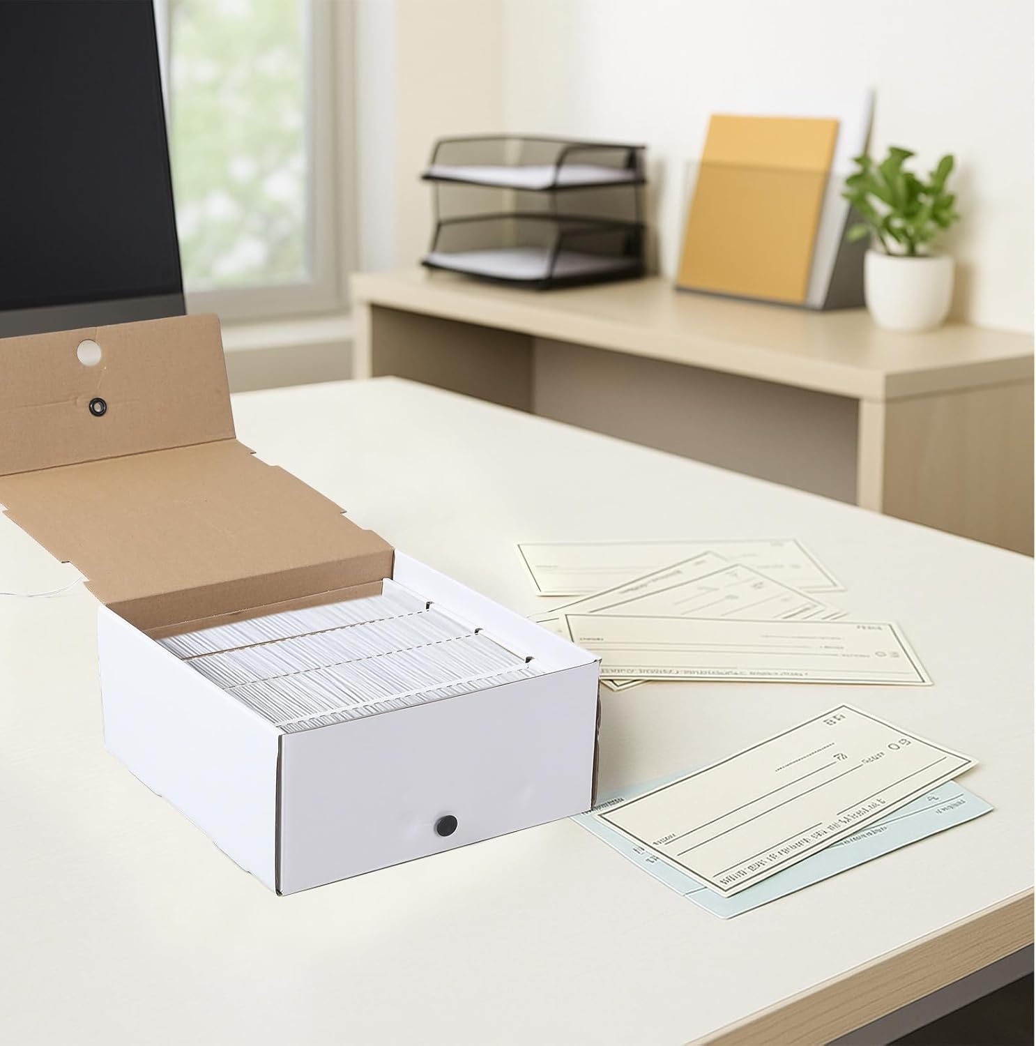 AmazingSpark 3 Pcs Check and Form Storage Boxes 10"x10"x4.5" Storage File Box Divided by Quarter Tax Box Keeping for Tax Filing Organization and Document for Office Home Accountants Taxpayers