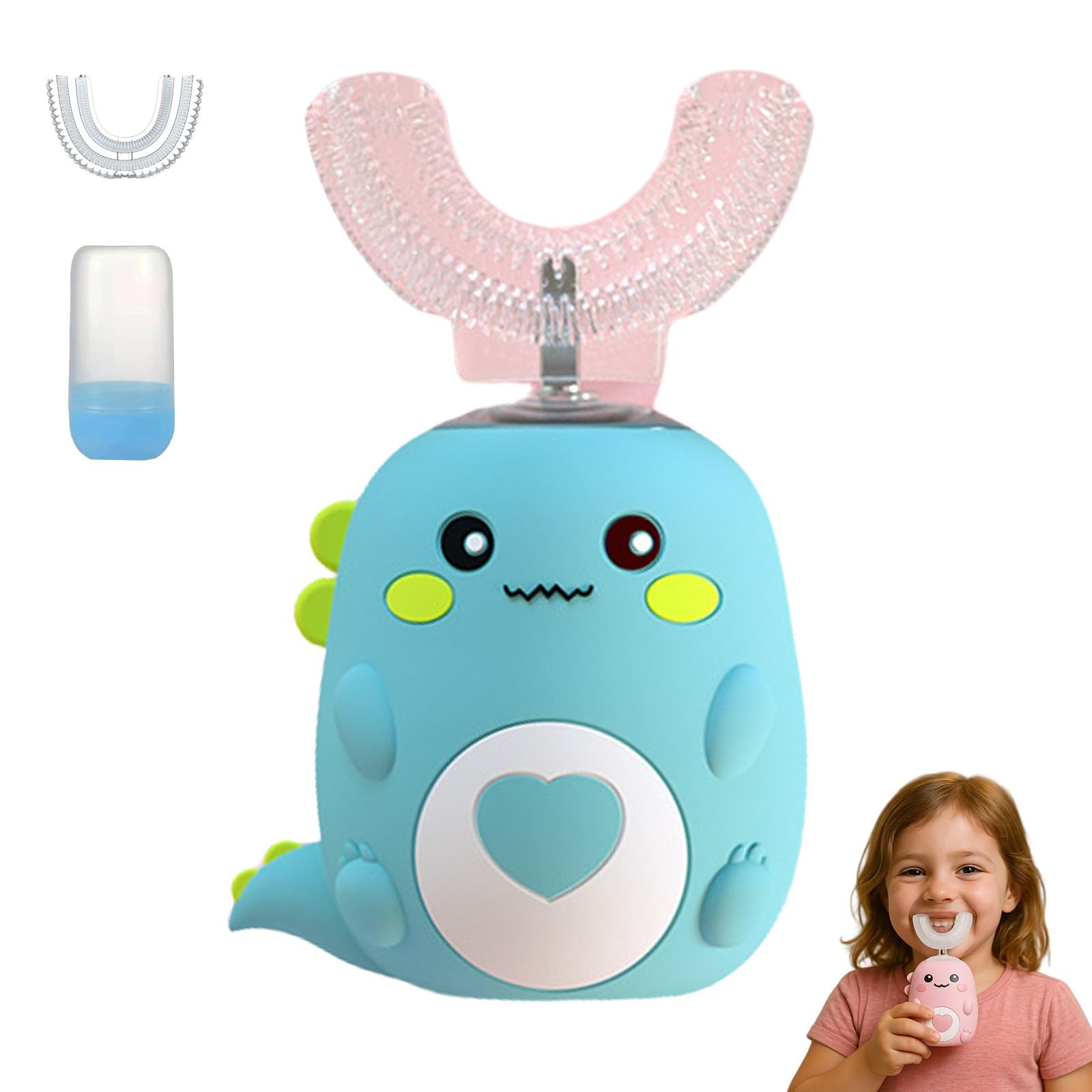 Brosse à dents électrique pour enfant en U Toddla verte avec technologie ultrasonique IPX7