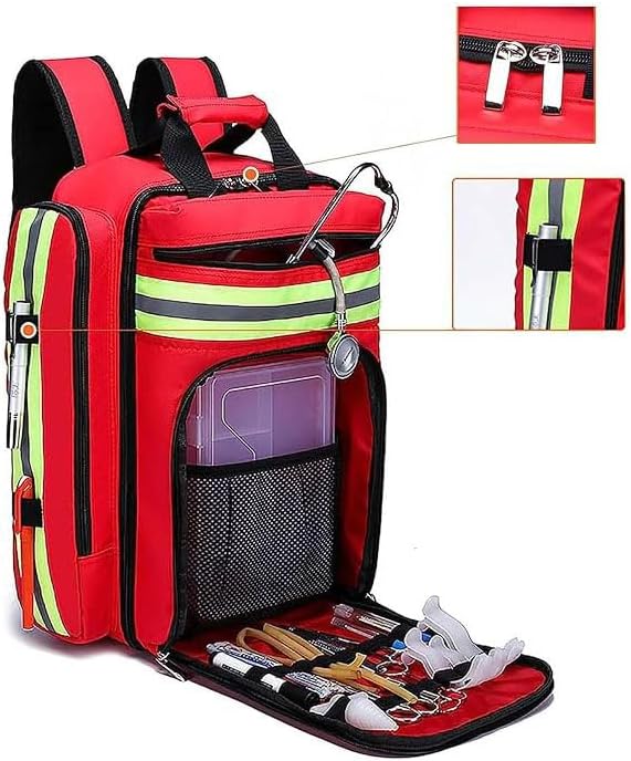 Medical First Aid Bag, Waterproof Multi-Pocket Emergency Treatment Backpack, for Hiking Travel Field Trips