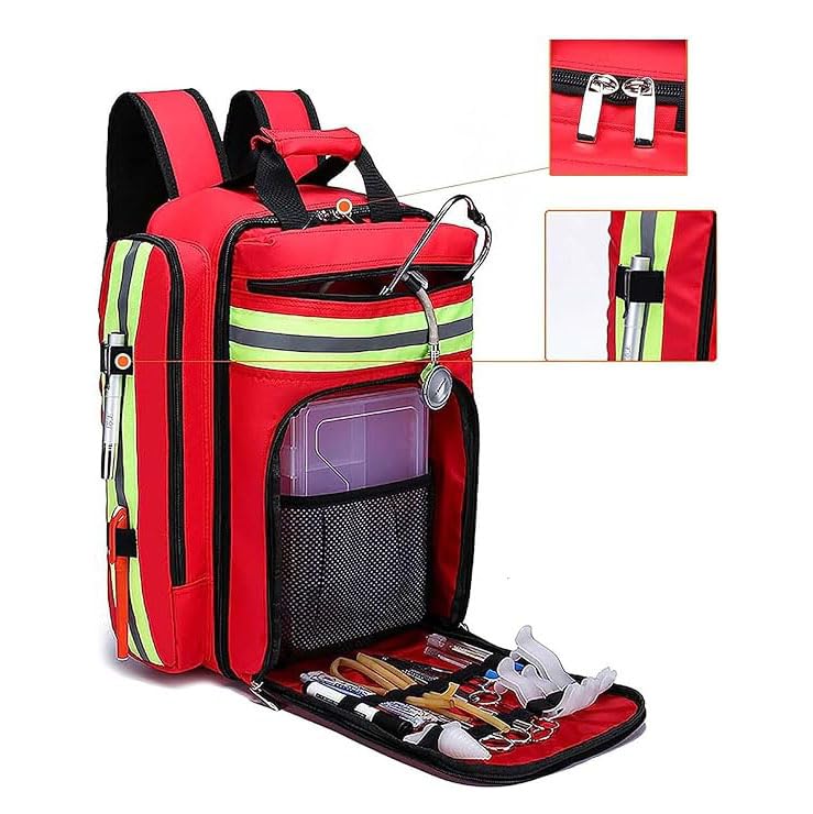 Bolsa de Primeros Auxilios médicos, Mochila Impermeable para Tratamiento de Emergencia con múltiples Bolsillos, para excursiones de Senderismo y Viajes,Azul