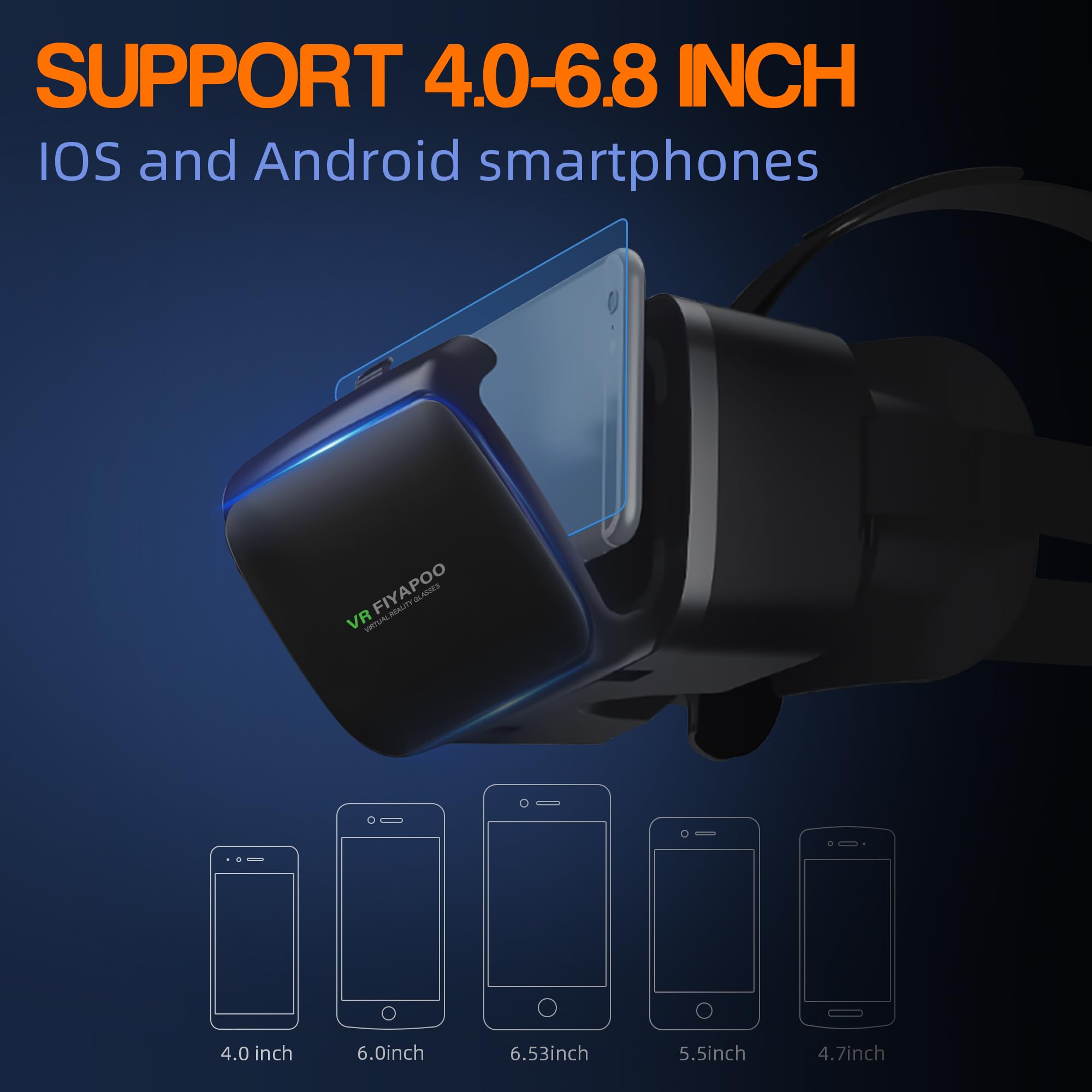 Occhiali VR 3D per Smartphone, 3D Visore Realtà Virtuale, HD VR per Film & Giochi, Compatibile con la Maggior parte degli Smartphone (4,7-6,7 Pollici). Regalo di Natale Perfetto.