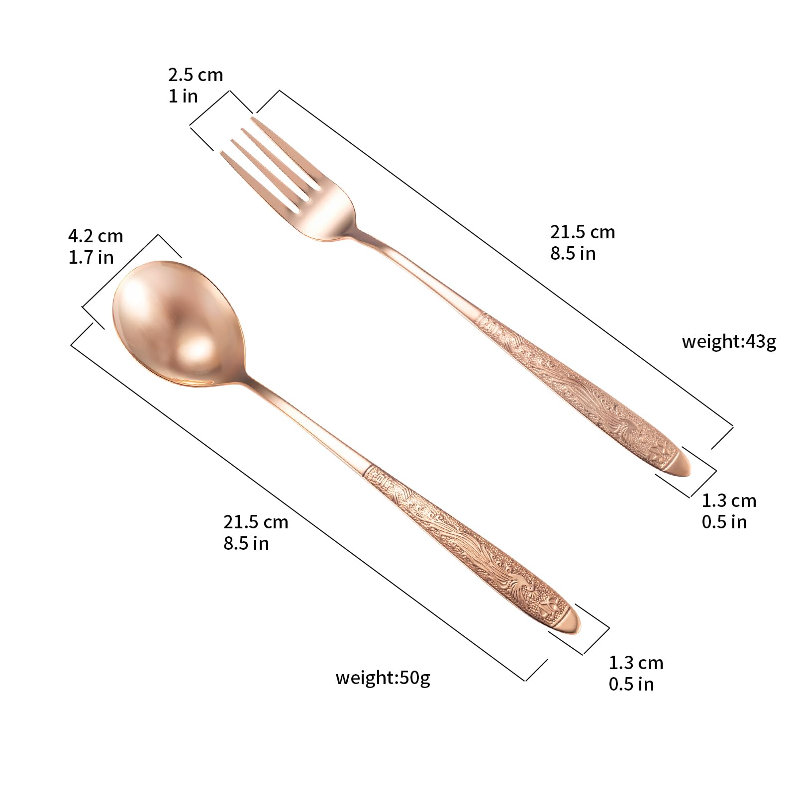 Utensili in rame puro al 99,99%, posate in rame con bellissimo significato cinese, adatti per cucina, casa, matrimoni, feste, lavabili in lavastoviglie (2 tipi)