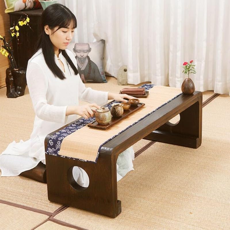 Tavolino Tavolo consolle Guqin Legno di pianoforte Mobili antichi Tavolo for gli ospiti a quattro spazi lunghi Tavolo da tè orientale a pavimento basso Tavolino da caffè ( Size : Table and stool )
