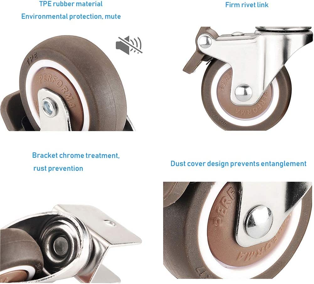 Wentylatory, Obrotowe Gumowe Kółka Do Łóżeczek Dziecięcych, Ze Wspornikiem Typu U, Meble 2 Cale 50 Mm(4brake,20MM U Bracket)