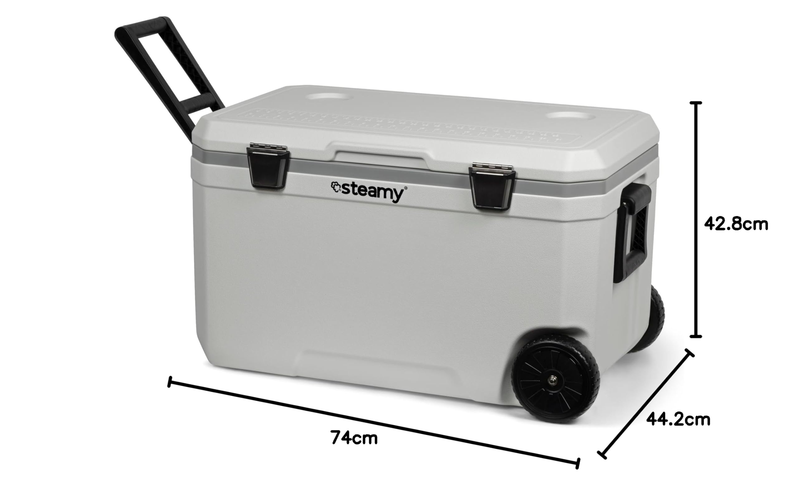 Steamy Marine 70 Frigoriferi portatile passivo con ruote, 70 Litri, Bianco