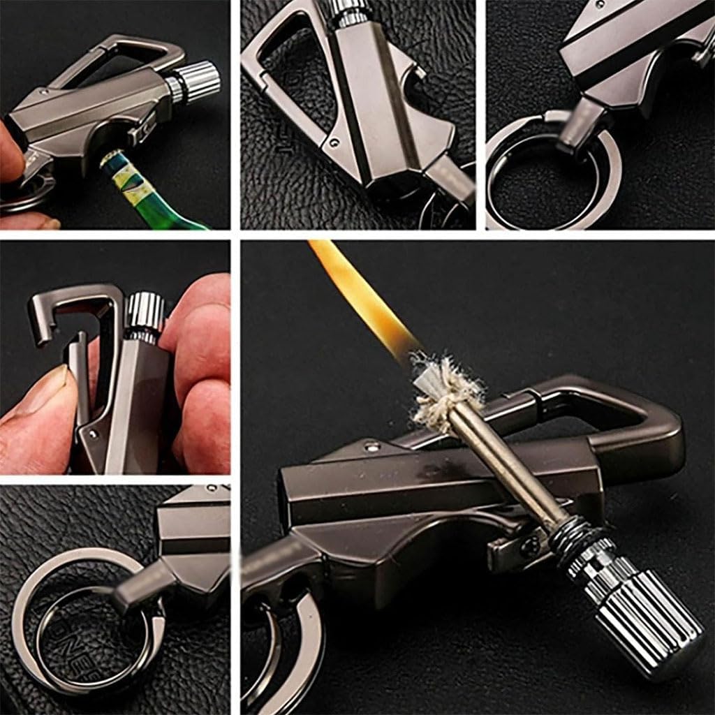 Keychain Lighter, Metal Kerosene Match Lighter, Soft Flame, Suitable for Candle Camping Men's Gift(2pack 2)
