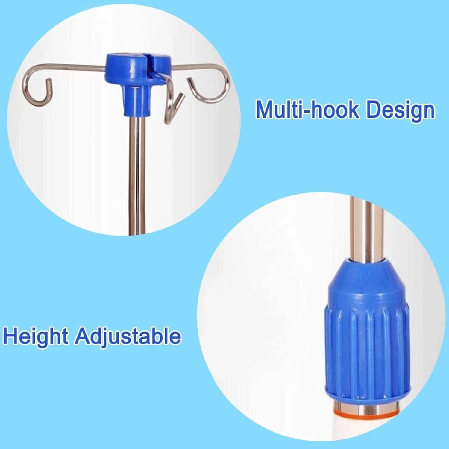 Porta flebo Porta flebo in Acciaio Inox Altezza Regolabile Porta flebo con Ruote Asta Porta flebo Facile da spostare con 4 Ganci Porta flebo