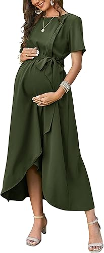 Arach&Cloz Vestido de maternidad para mujer, vestido de verano de manga corta para sesión de fotos de lactancia, baby shower