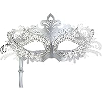 Vista 64 de IETANG - Antifaces venecianos para parejas, baile de máscaras, accesorios de disfraz o fiesta, 1 par Negro