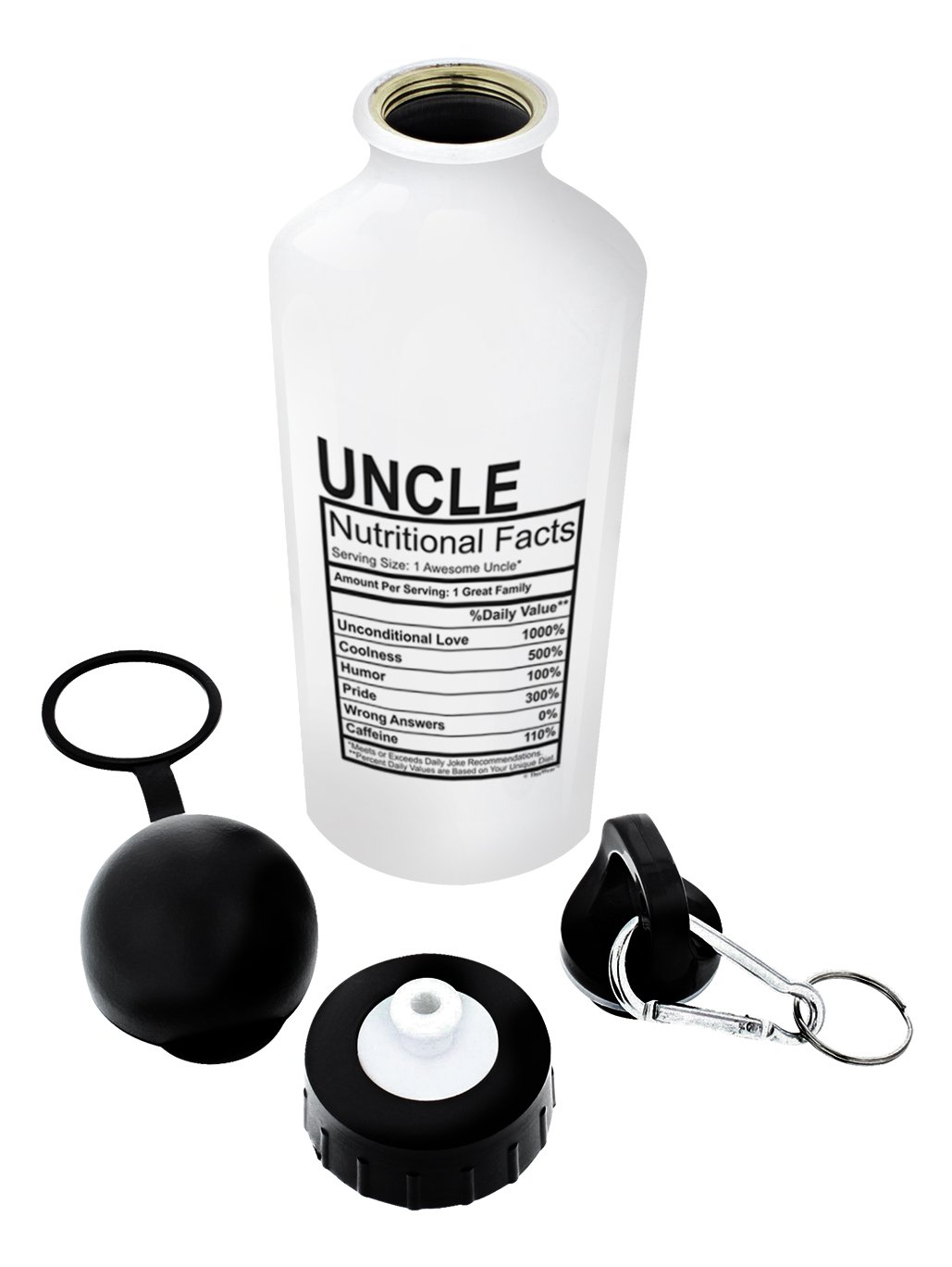 ThisWear Uncle Nutritional Facts Funny Uncle Gifts for Uncle Gift Aluminum Water Bottle with Cap & Sport Top