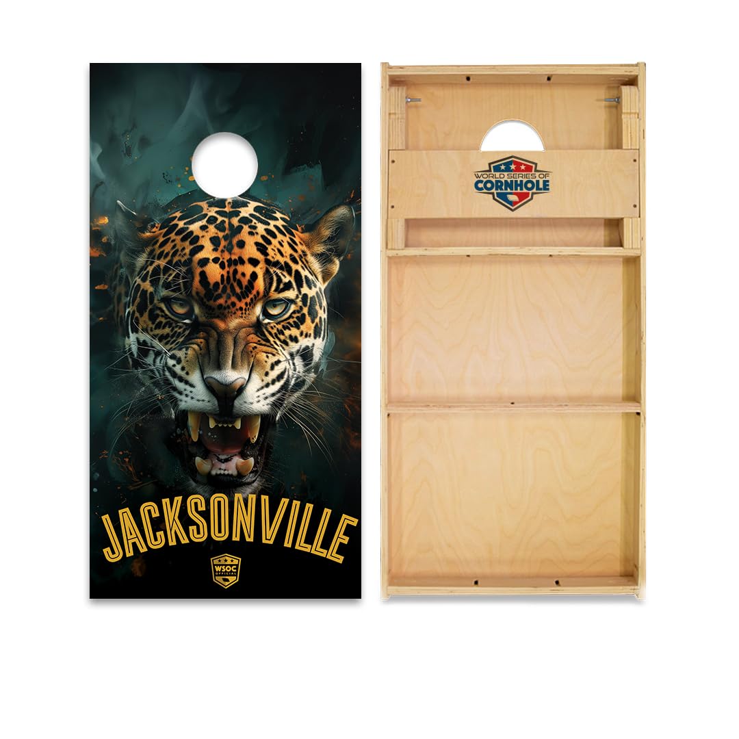 Skip's Garage Jacksonville Cornhole Boards - WSOC Runway Series - Includes (2) Boards (Resin Bags) + (1) Black Carrying Case