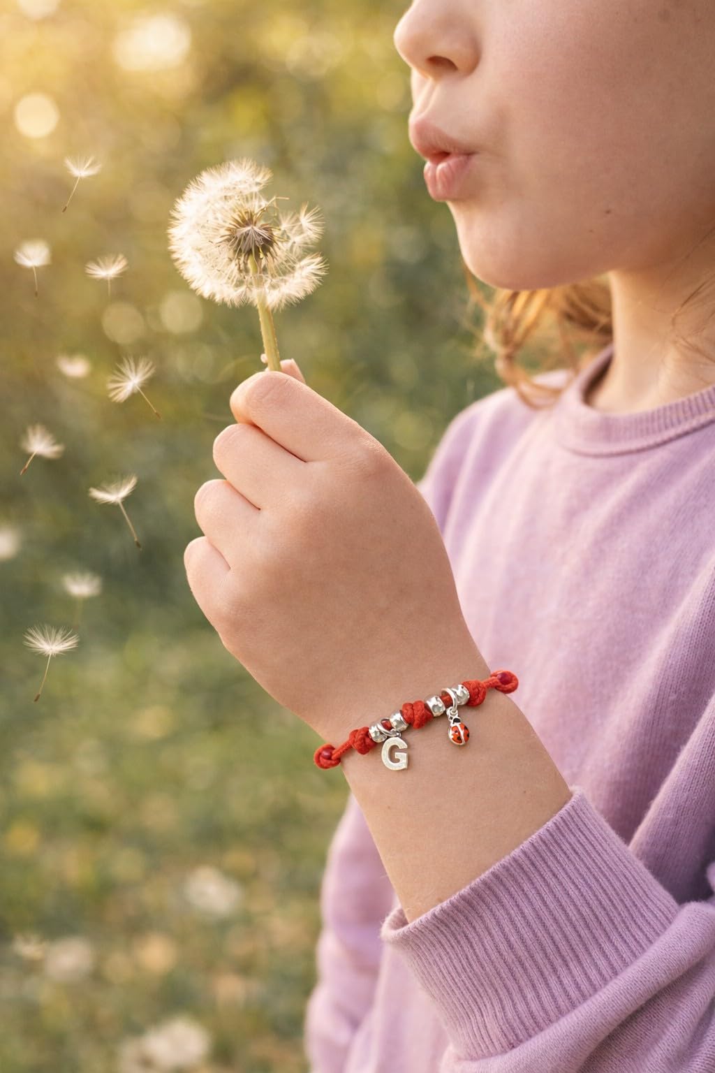 ViMon Braccialetto Portafortuna Bambino in Cordino Rosso Nautico con Coccinella Argento 925 e Iniziale Personalizzata – Regalo Compleanno, Prima Scuola, Onomastico – Fatto a Mano in Italia