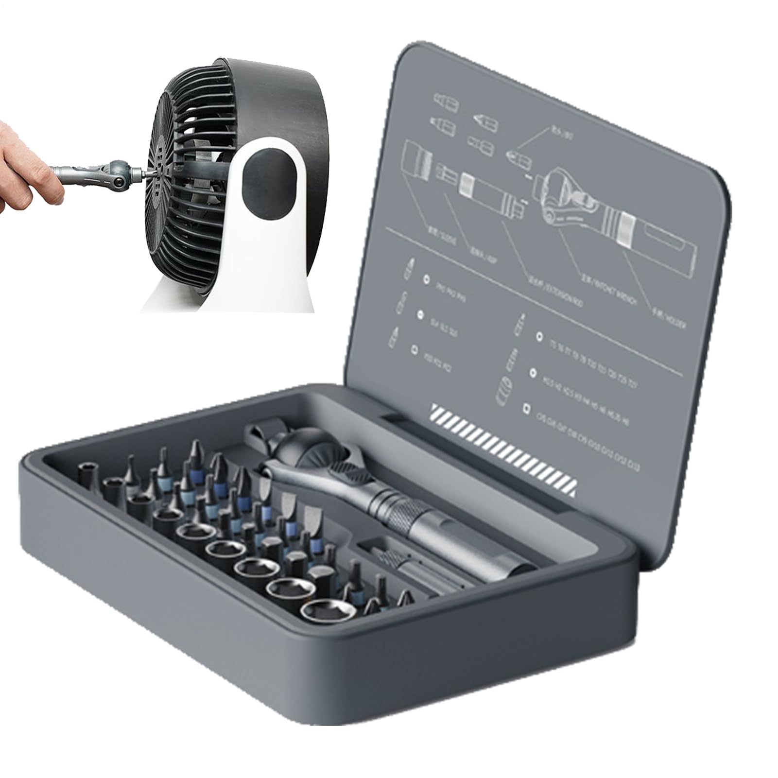 Ratchet Socket Wrench Set, 40-Piece Precision Bit Multifunctional Mechanics Hand Tool Kit for Automotive Repair, Car Maintenance & Hardware Fixing, Durable Complete Screwdriver Kit