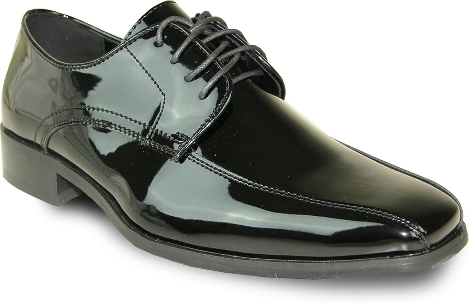 VANGELO Men Tuxedo Shoe Tux-5 Fashion Square Toe for Wedding Formal Event Black Patent (14 D(M) US)