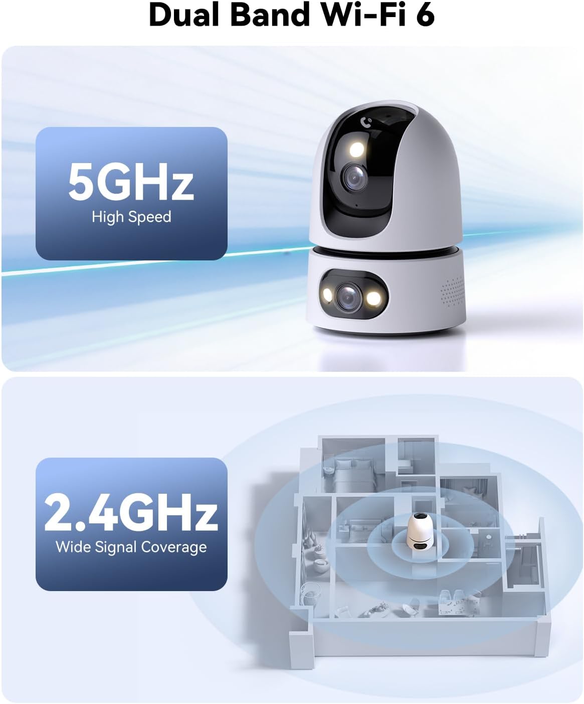 Imou 8MP Security Camera Indoor, Dual-Lens 360°Pan-Tilt Baby Monitor Pet Camera for Home Security, 2.4/5GHz WiFi, Color Night Vision, Human/Pet/Sound/Motion Detection, No Monthly Fees