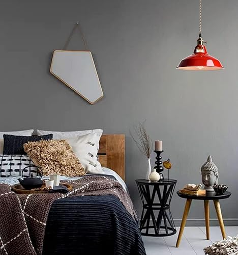 Miniatura 4 de CLAXY Lámpara colgante industrial moderna para isla de cocina, metal rojo, estilo granero, lámpara colgante de altura ajustable con base E26 para