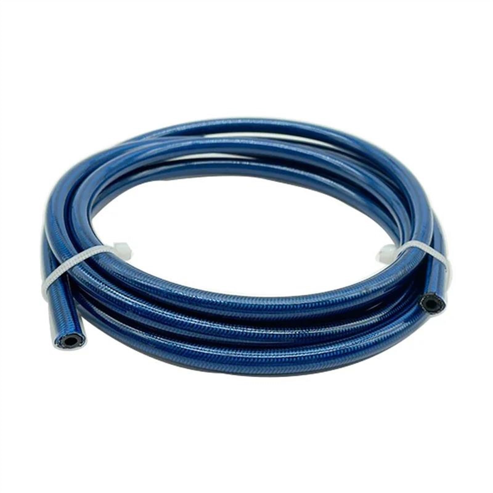 Motorradteil 5 M/16 Fuß Geflochtene Hydraulische Bremsleitung Aus Edelstahl Für Motorräder, Nylon-Kupplungsöl-Kraftstoffschlauch(Blu)