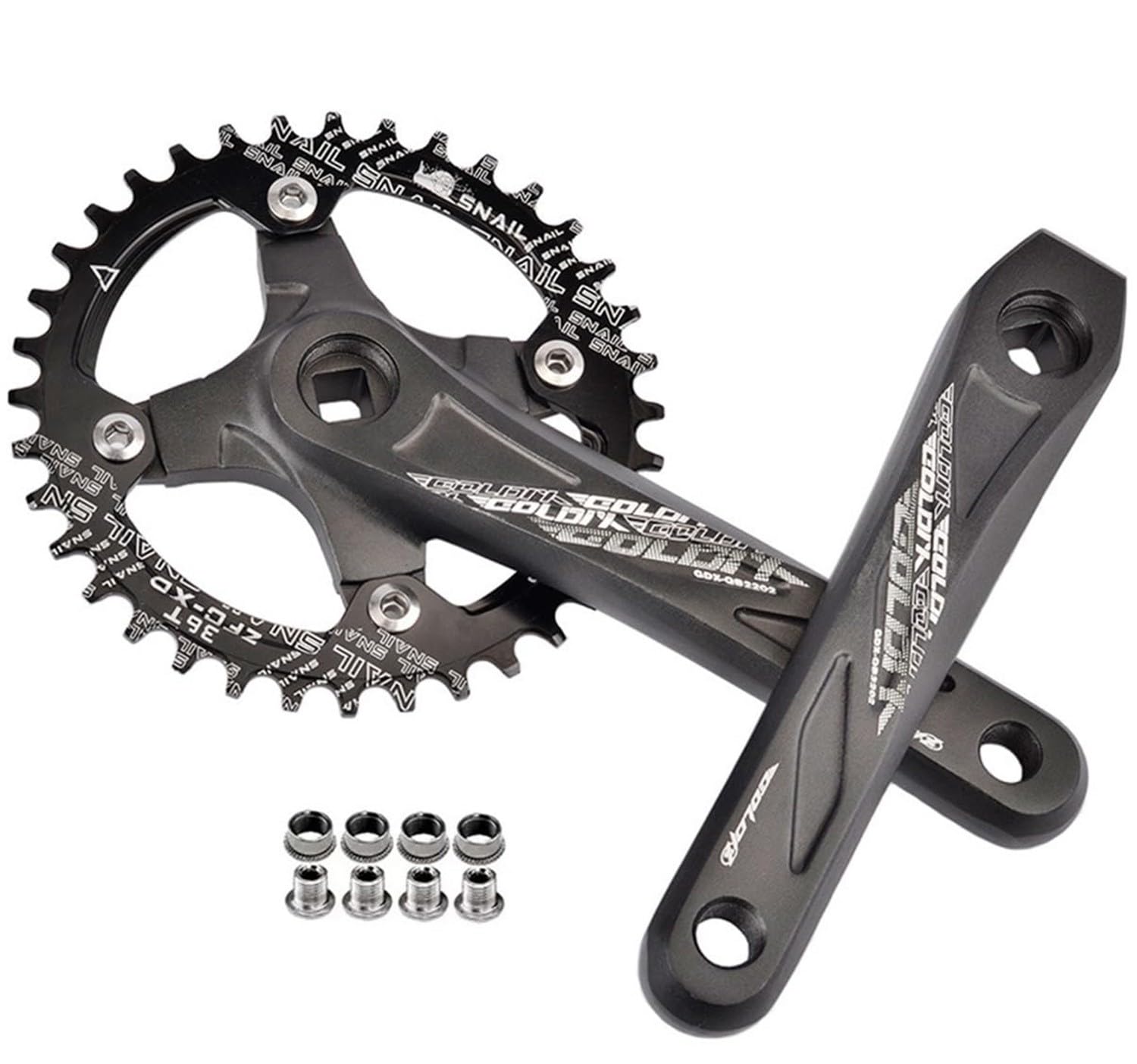 Guarnitura Per Bicicletta Conica Quadrata 170/175Mm Guarnitura Per Mountain Bike 104/64BCD 36T/38T/40T/42T Set Pedivella MTB A Corona Singola Pedivella Bici Per 10/11 Velocità