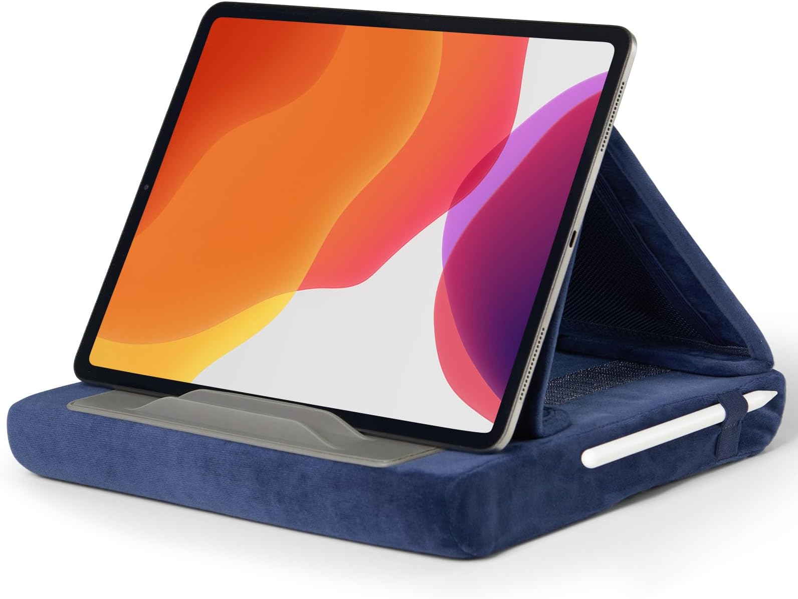 JSAUX Tablet Pillow Stand [Large], Tablet Stand Holder Dock for Lap, Bed and Desk Compatible with iPad Pro Air Mini, Kindle, Tablets, Phones, E-Reader, Books and More 4-12.9'' Devices - Navy Blue