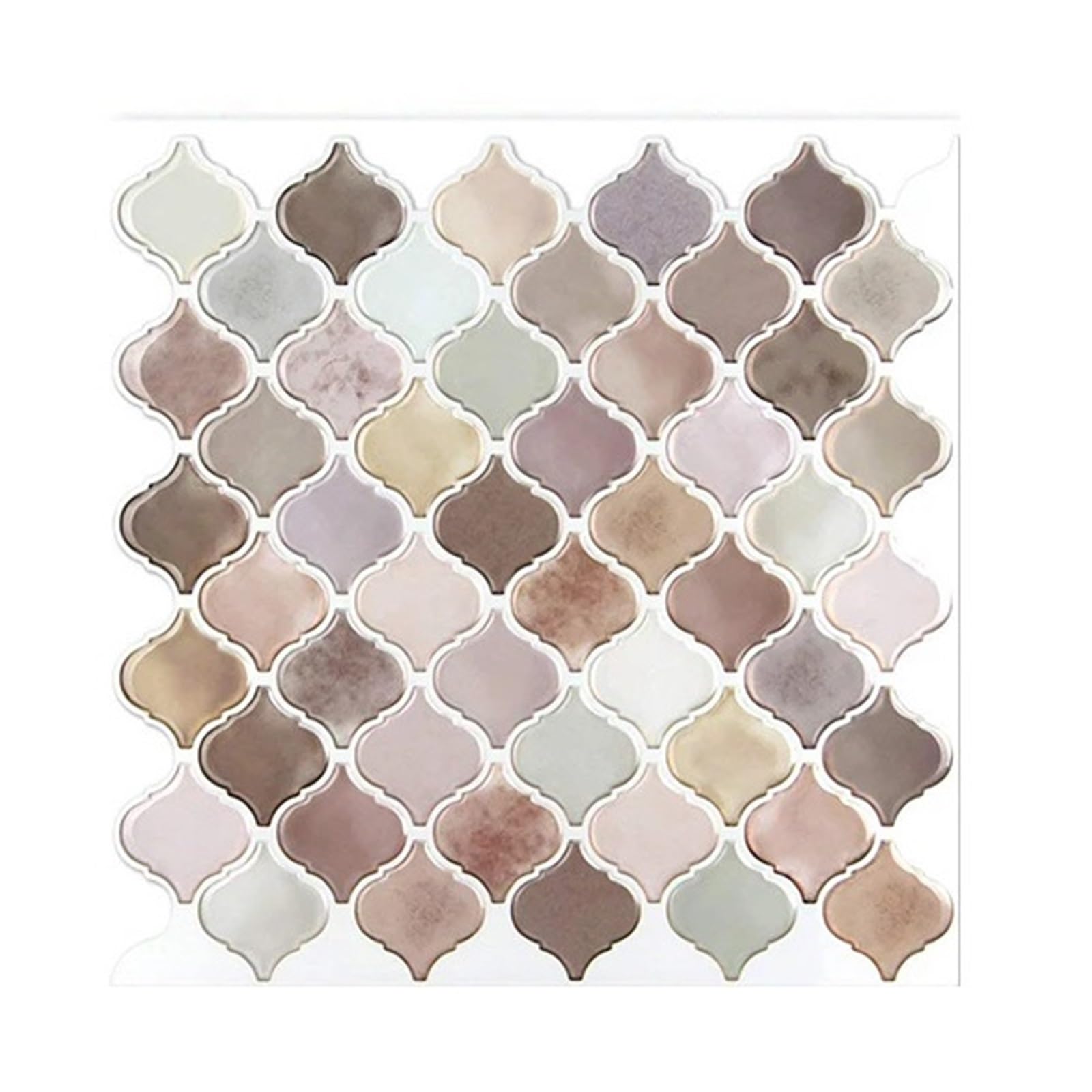 Mosaic Marble Effect Tile Stickers, Mosaic Tile Stickers Self Glue Decor Sticker Peel and Stick Lantern Wall Tiles(Color 3)