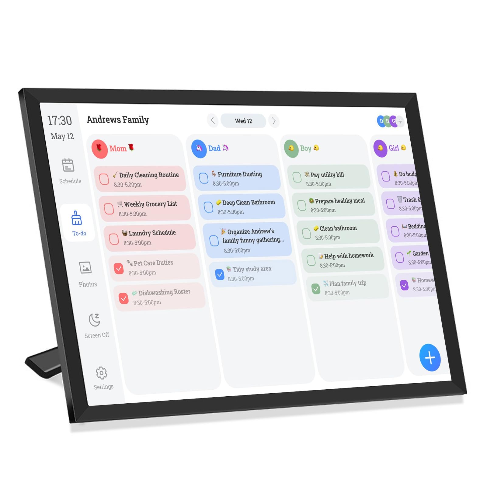YUYTE Wandkalender Digitaler Kalender 10,1 Zoll Digitaler Kalender und Planer – HD-Touchscreen- mit Aufgabendiagramm für Familien- und Büroorganisation