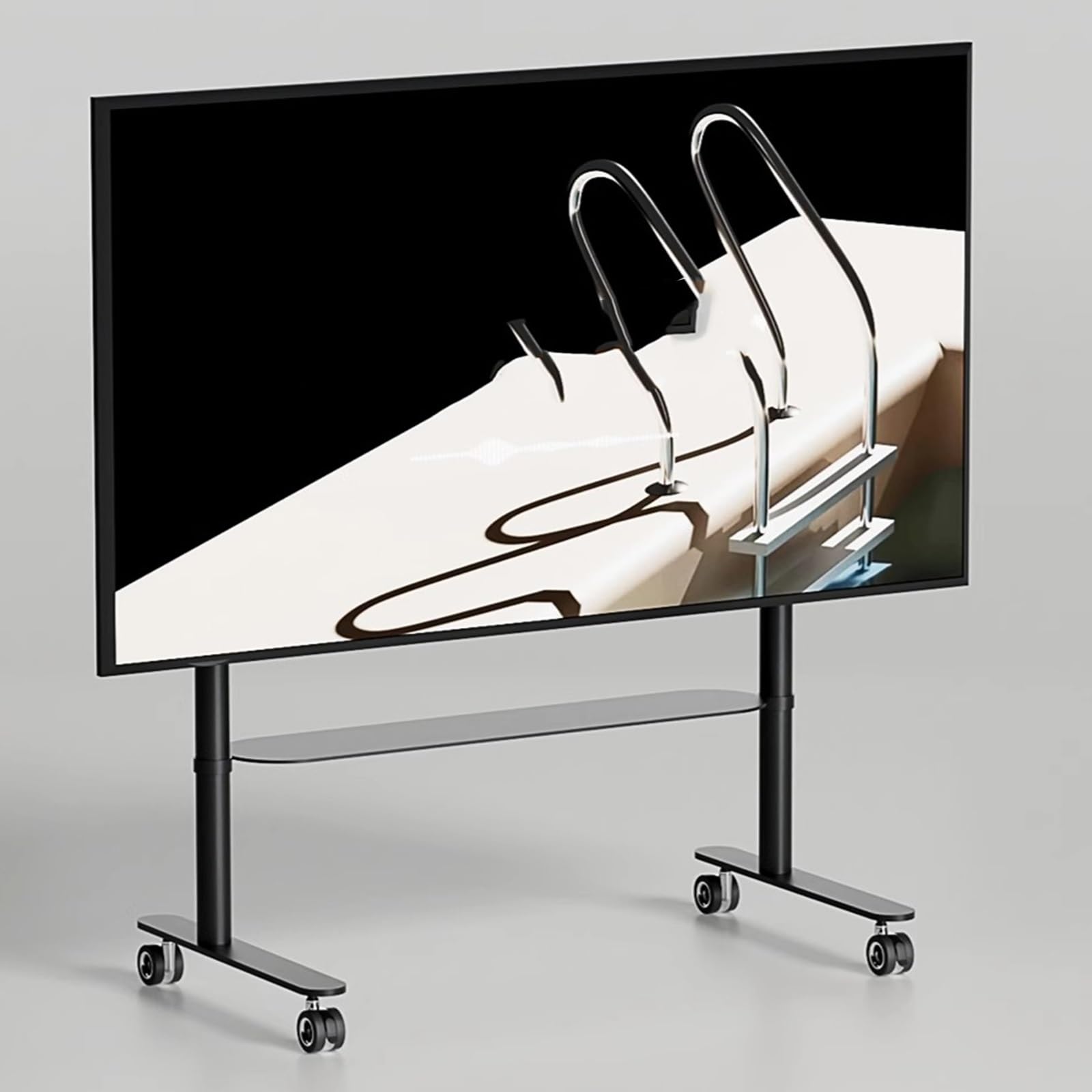 DFGHNBVC Tv Stand, Rolling Tv Stand, Television Stands, Entertainment Stand, For 50-75 Inch Tvs, Height Adjustable, Mobile Tv Stand With Shelf, For Home Office,Black