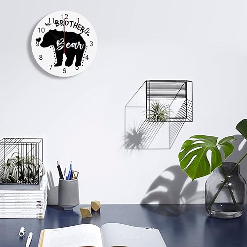 Miniatura 2 de Brother Bear - Reloj de pared con diseño de oso negro, silencioso, funciona con pilas, sin tictac, para cocina, oficina, escuela, hogar, decoración