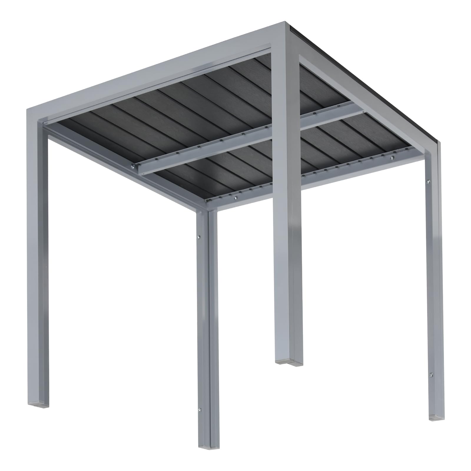 Clevich Gartentisch Wetterfeste, 75x75cm, Outdoor-Esstisch, WPC-Balkontisch, Aluminiumrahmen, Wetterfeste Gartenmöbel, quadratischer Terrassentisch, Silber Grau