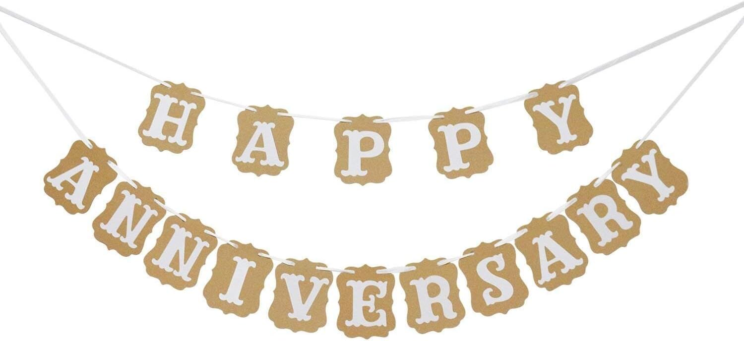 Happy Anniversary Banner Garland Bunting Sign Party Decoration Photo Props