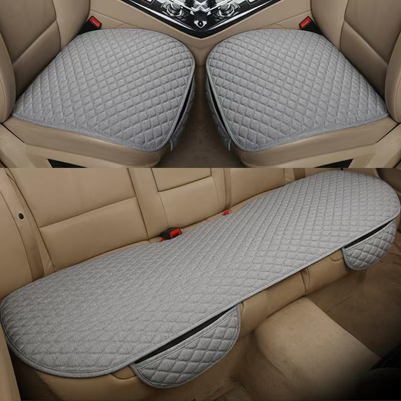 Autostoelhoesbeschermer Voor Nissan LEAF ZE1 2017-2022, Voor En Achterbank Volledige Set Autostoelbeschermer Kussen Linnen Stof Antislip Auto-Accessoires,D/Grey