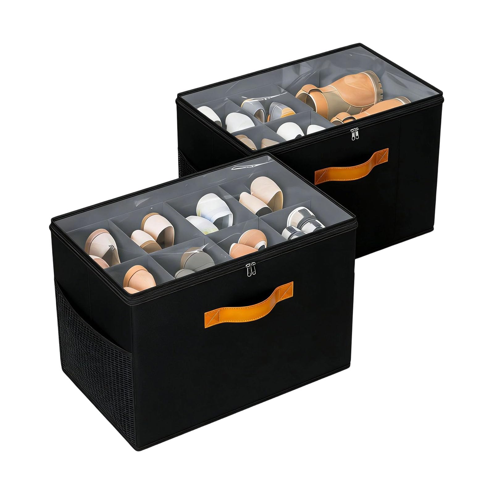 Bolsa de zapatos de gran capacidad con asa, 8 compartimentos para capacidad de viaje, organizadores de agua para viajes, Black, Mass Beauty