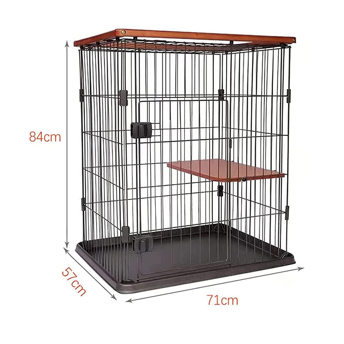 Jaula para Mascotas, Jaula de Madera para Gatos, Caja Grande con Valla Estilo Apartamento para Gatos de 2 Pisos, Criadero Interior Ideal para Perrera, marrón, 71 * 56 * 83 cm