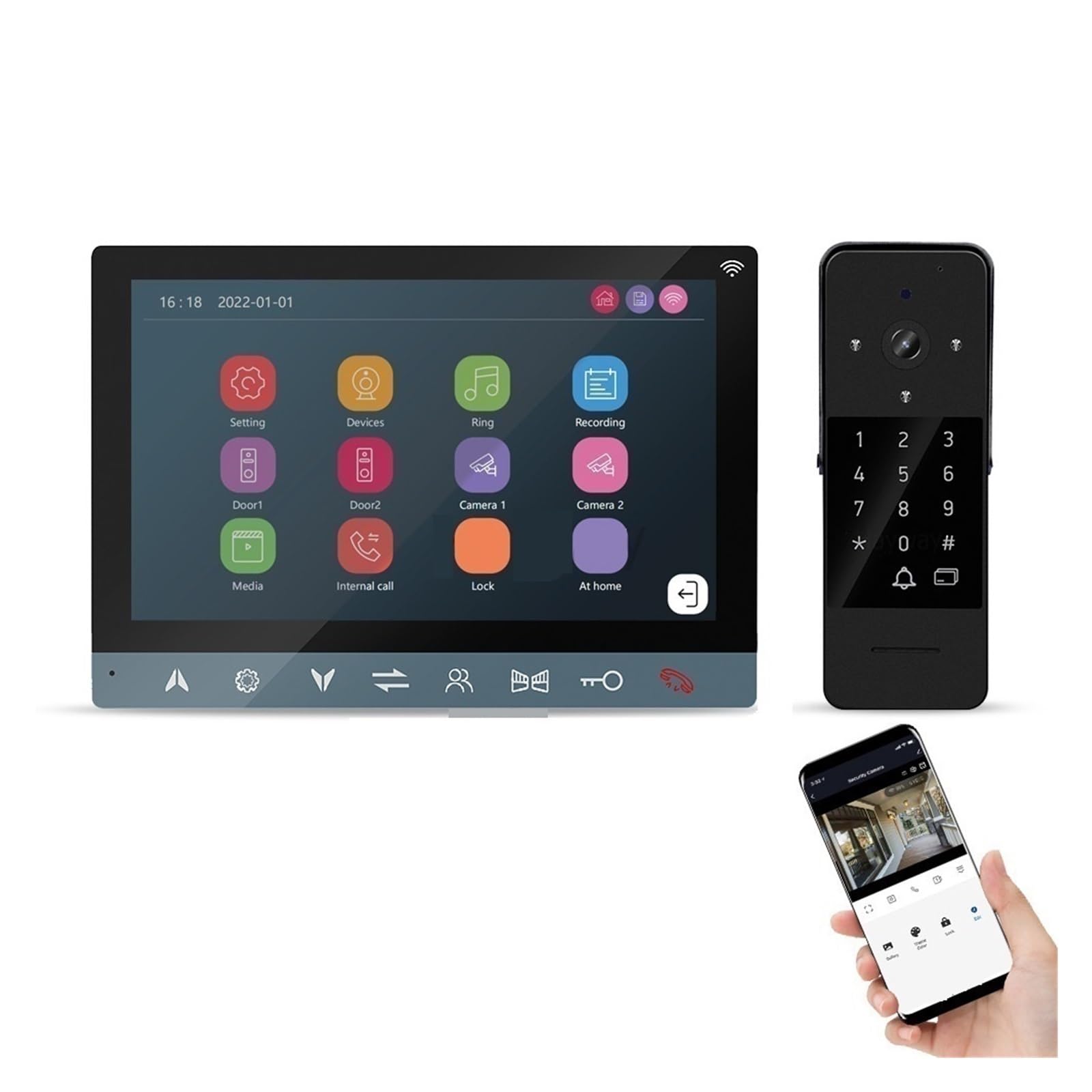 Di Videocitofono 1080P WiFi Wireless For Campanello Video Domestico Con Rilevamento Del Movimento Sblocco RFID Protezione Contro Tutte Intemperie(H-Z6-P221W-M710WA)