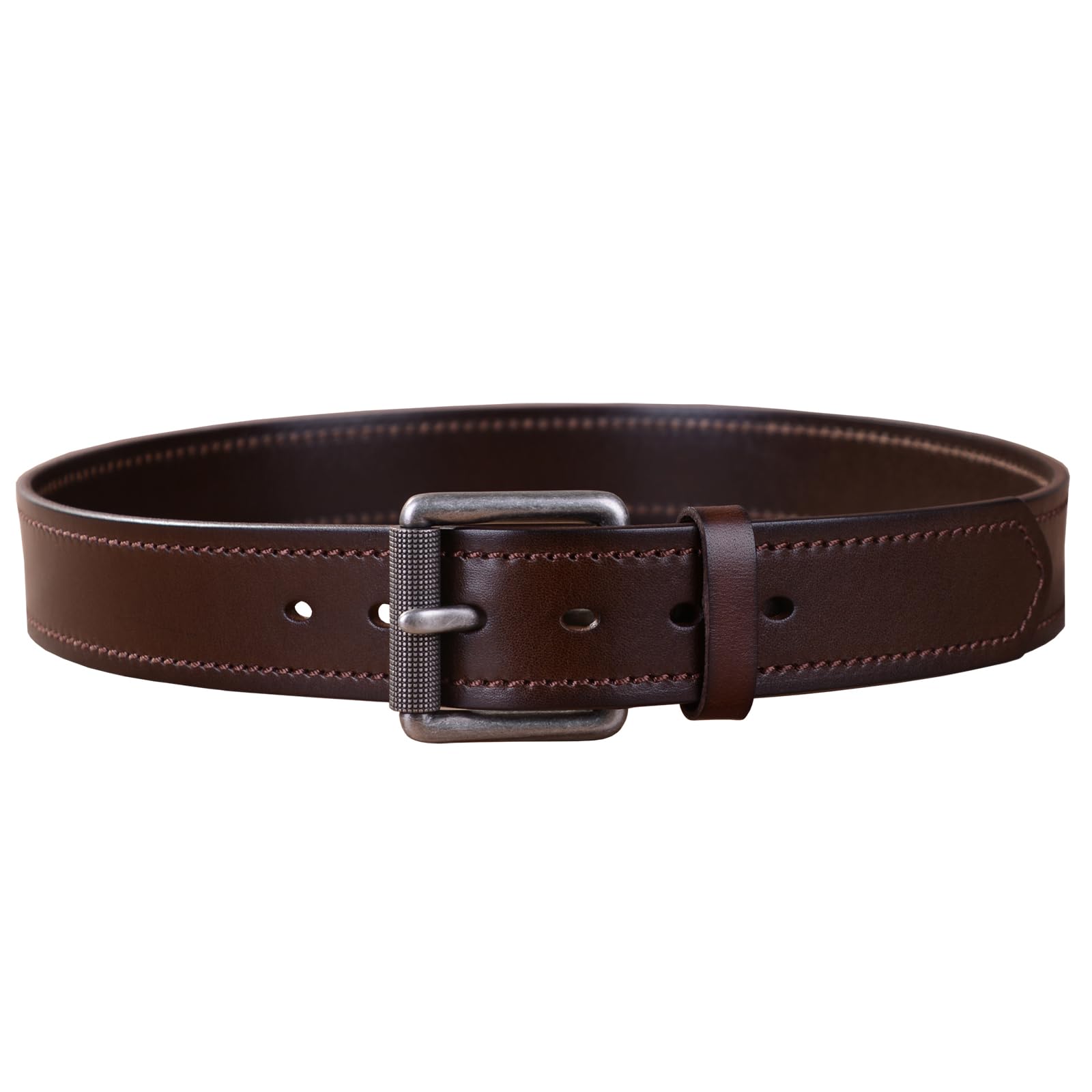 SOMSHU Men's Belt Full Grain Leather 1.6 Inch Width Casual Jeans Belt (Coffee, 44)