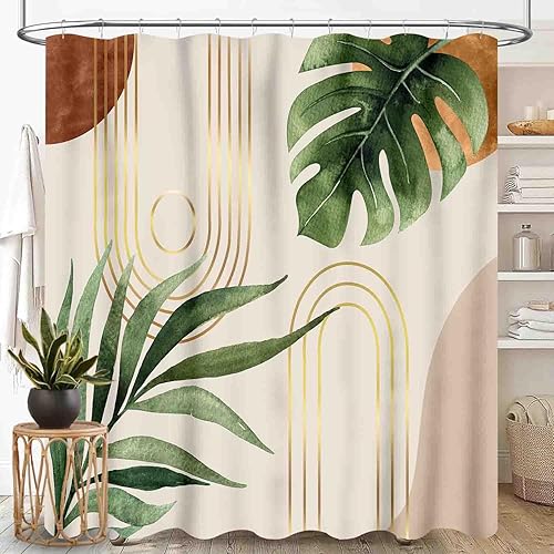 Miniatura 27 de Cortina de ducha con diseño floral hippie, estilo retro de los años 70, diseño de margaritas naranjas, bonitas, estéticas, bohemias, divertidas,