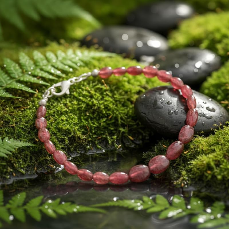 Bracelet tourmaline rose naturelle maillons ovales 18 cm, bijou fait main LK_SLNK_00158 - 5